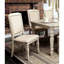 Chaise d'appoint de style transitionnel 2 pièces avec siège rembourré, pieds tournés, garniture cloutée en blanc antique et pour salle à manger de conception, blanc, assise