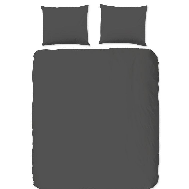 Solid Colour Duvet Cover Set with Pillowcases, 200 x 220cm Duvet Cover + 2 Pillowcases (60 x 70), Black