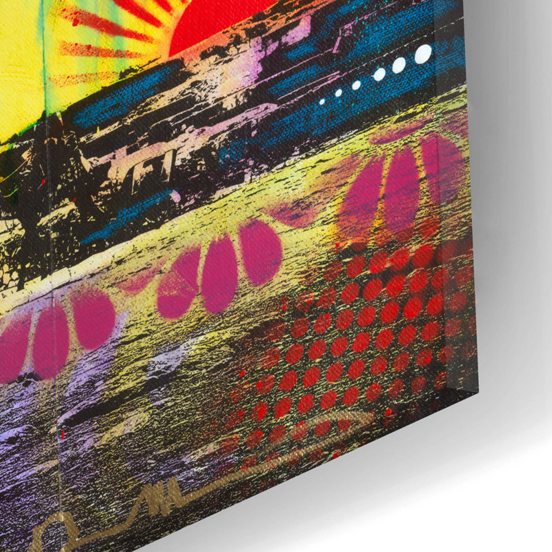 «Sunset at Cheops» par Dean Russo, art mural en verre acrylique, H 12 po x l 24 po