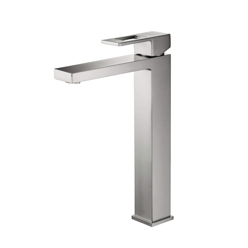 Cube Single-handle Bathroom Faucet, Brushed Nickel, Without Pop Up Drain
