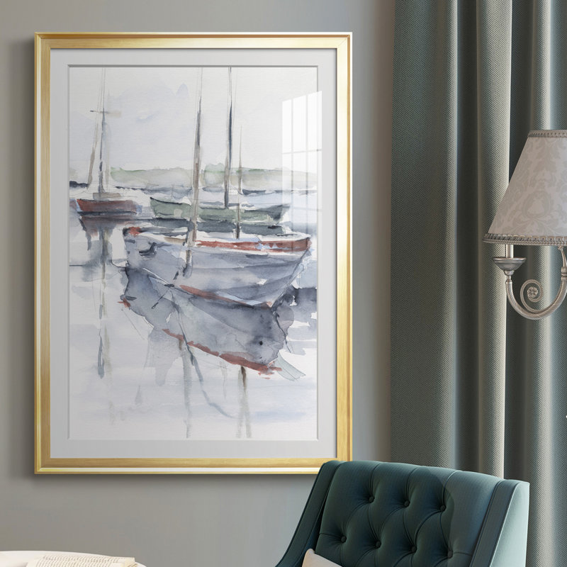 Watercolor Harbor Study I " Watercolor Harbor Study I ", 36.5" H x 26.5" W x 1" D, Gold Framed