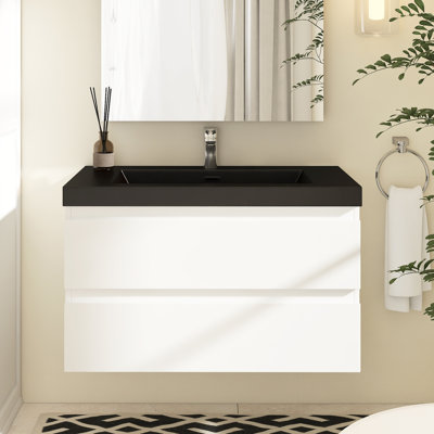 Angela 35.33'' Single Bathroom Vanity with Quartz Top