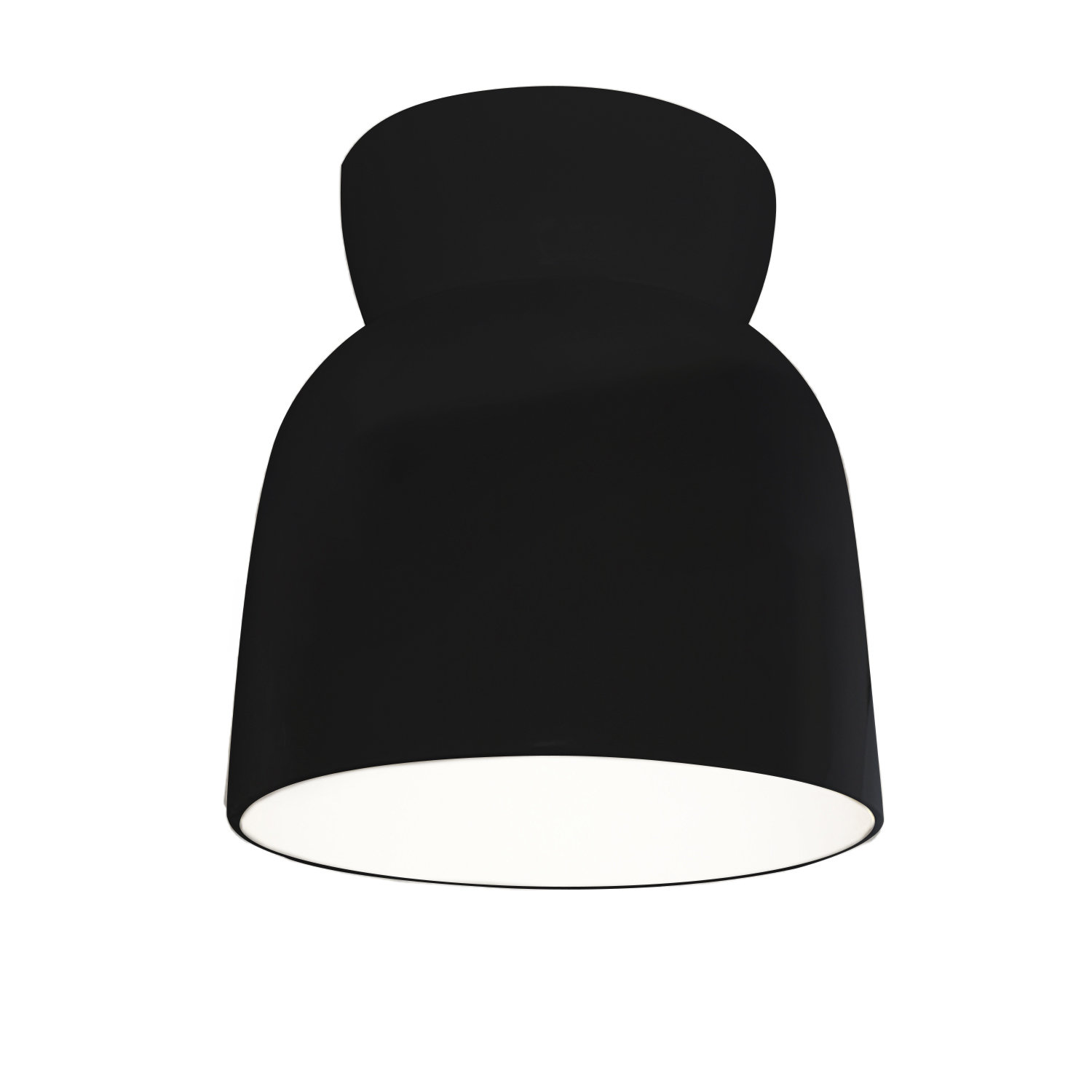 Logan 8" Single Light Flush Mount, Gloss Black with Matte White internal finish, Incandescent (Not Included)