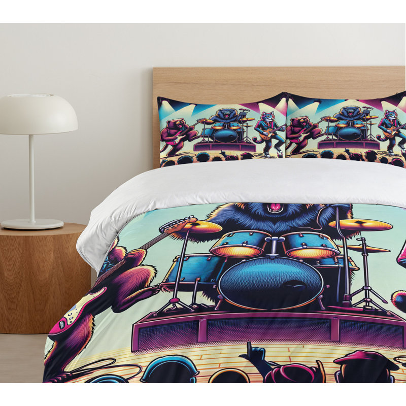 Rocker Animals Duvet Cover, California King Duvet Cover + 2 Standard Shams