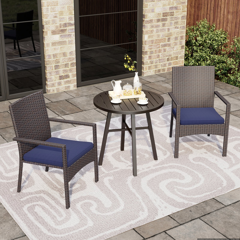 Alyah 2 - Person Patio Dining Set with Round Table , Cushions Included