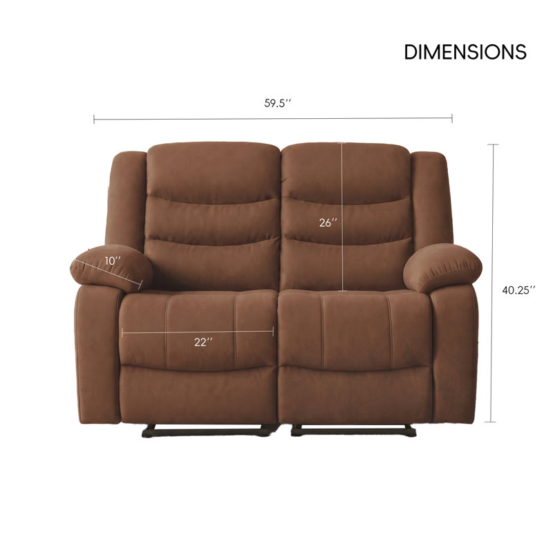 Frithiof 59"Contemporary Breathable Upholstered Microfiber Manual Recliner Chair Loveseat, Brown
