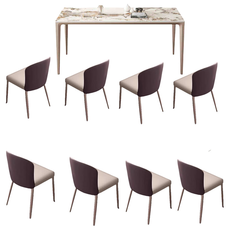 Modern simple rock plate dining table sets, 29.52"H x 62.99"L x 31.49"W