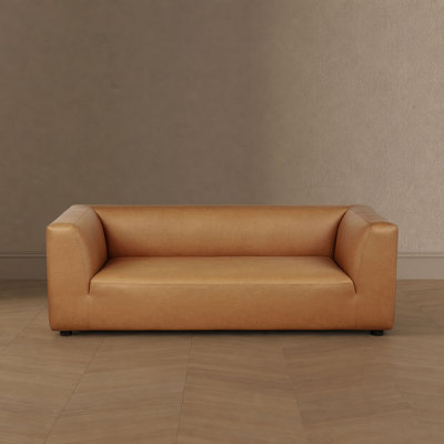 Lukas Contemporary Modern Polyester Upholstered Sofa in Camel