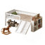 Structure de lit simple Lit simple avec tablette de rangement, avec glissière et échelle, lit plateforme avec garde-corps, aucun sommier requis, assemblage facile, blanc-595197888