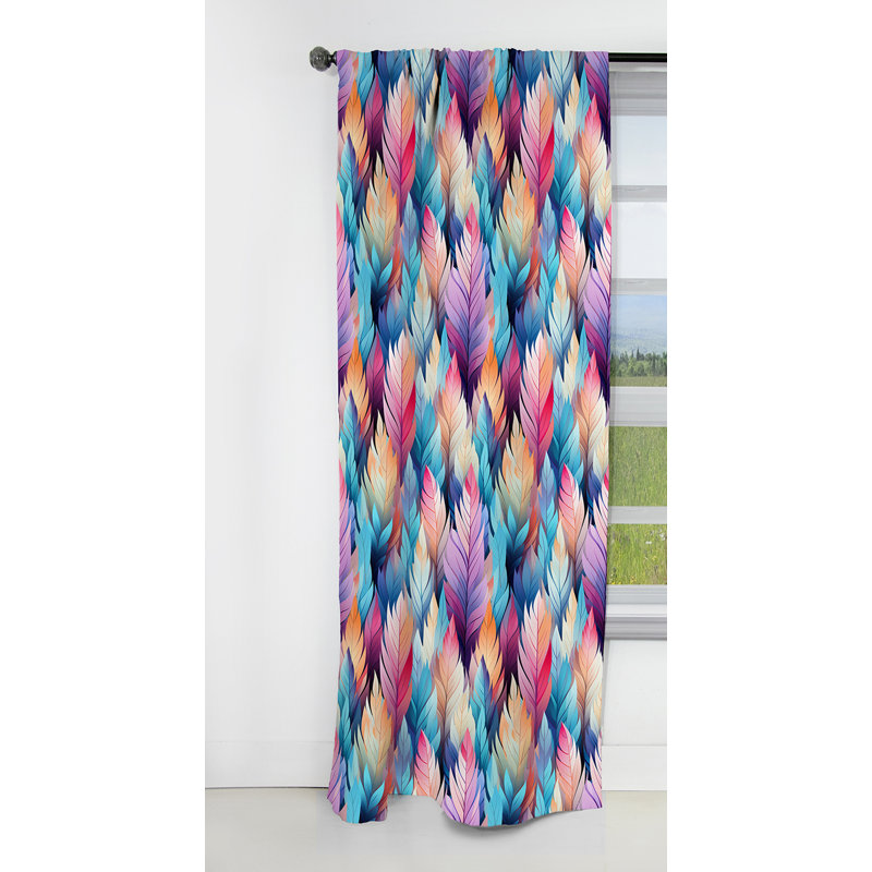 Tribal Dreamscape Feather Boho Motif IV - Rideau occultant abstrait Boho - 1 panneaux, L 52 po x L 84 po