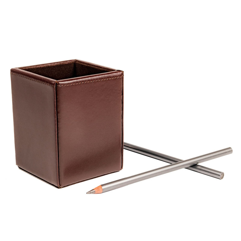 Pot à crayons en cuir reconstitué Melida, Brun foncé
