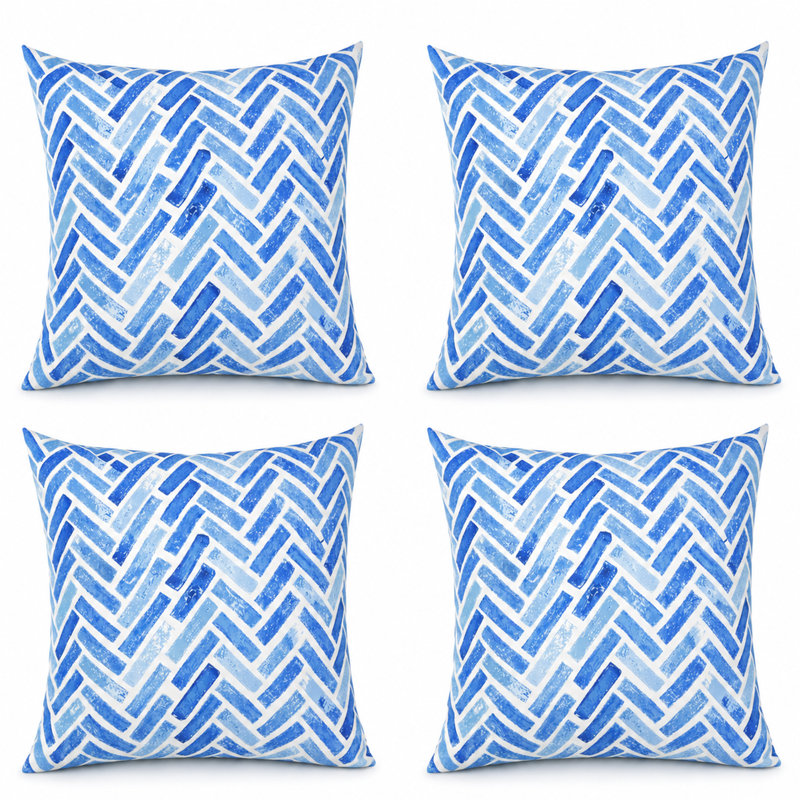 Coussin décoratif intérieur / extérieur l 18 po x L 18 po, Light Blue Herringbone