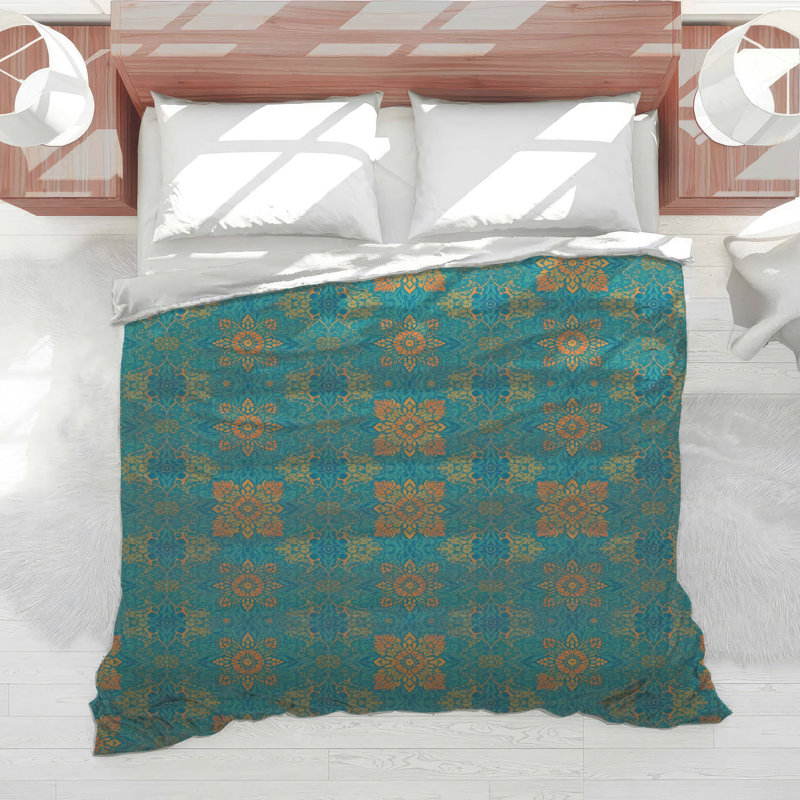Turquoise Mandala Pattern Comforter, Queen