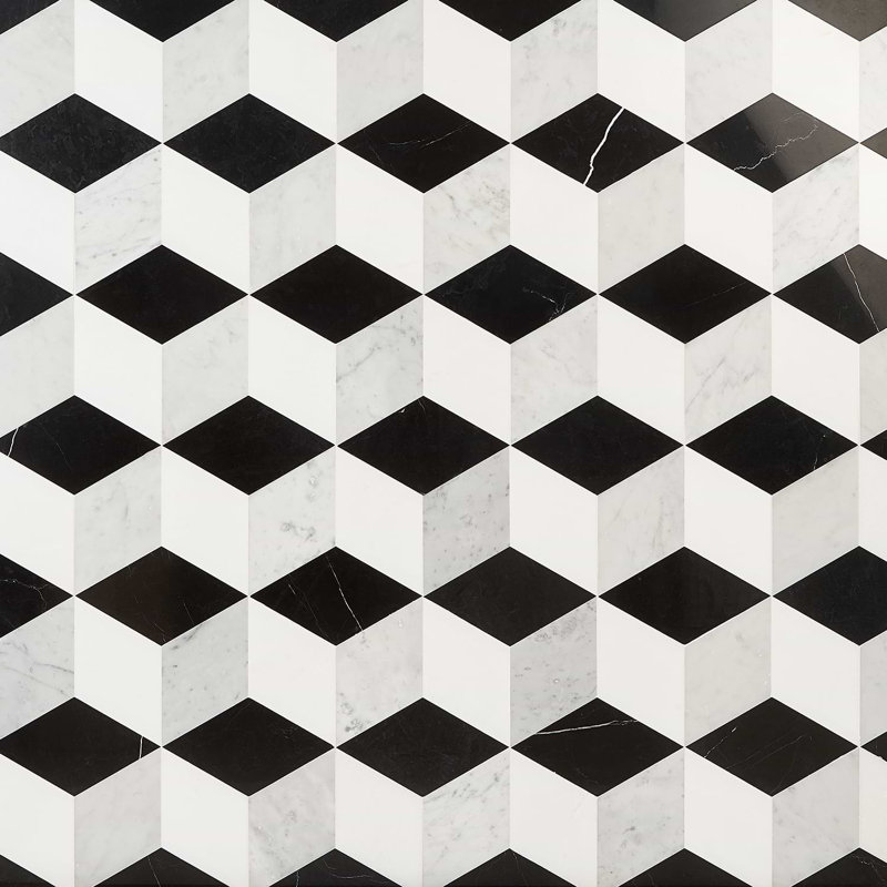 Havasar 8x9 Hexagon Honed Marble Mosaic Tile, Classico Polished