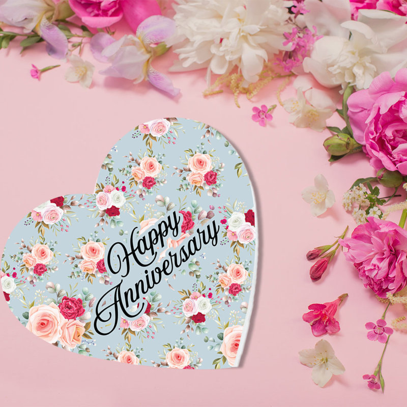 Boîte-cadeau en forme de cœur «Happy Anniversary» avec couvercle, boîte réutilisable en forme de cœur, 8 po x 6 po, paquet de 1