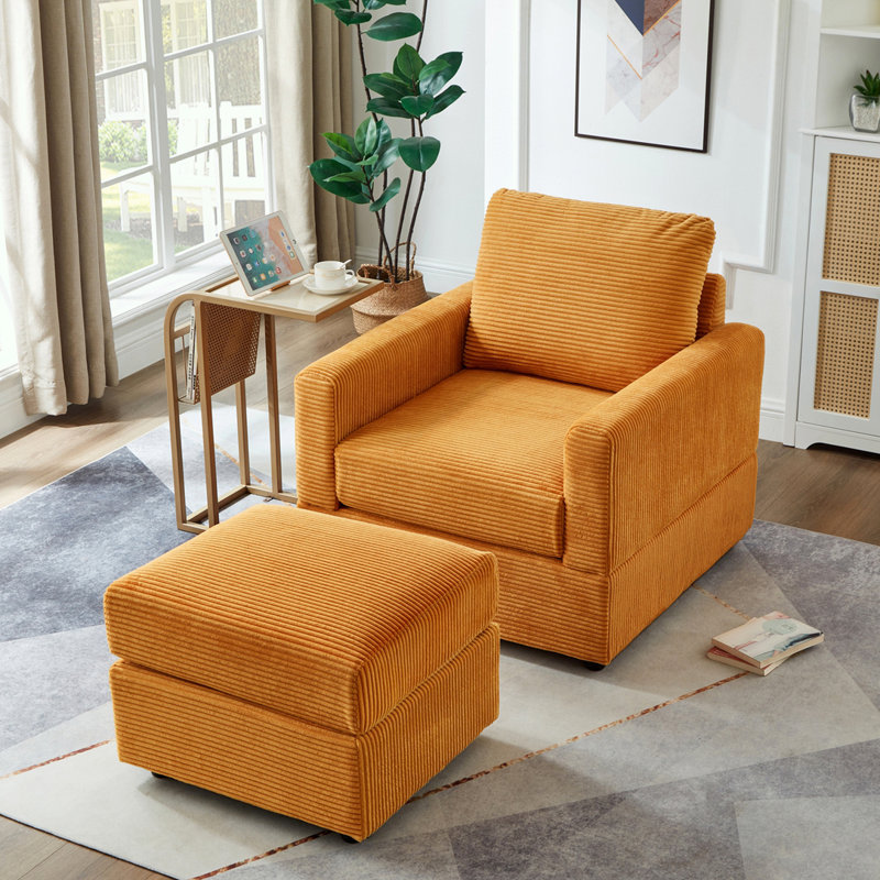 Upholstered Accent sofa with Ottoman, Green