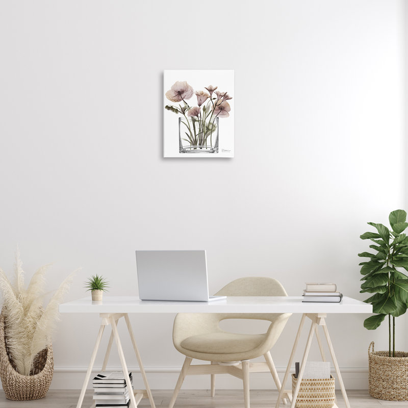 Toile moderne avec fleurs translucides, design par Albert Koetsier, H 20 po x l 16 po