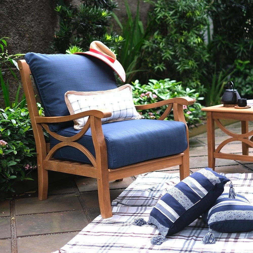 Brunswick 4-Person Teak Patio Seating Group, Navy Performance
