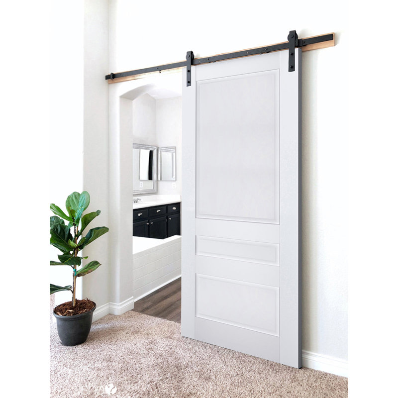 Porte de grange à panneaux en bois Veregio, 36 po x 96 po, Blanc