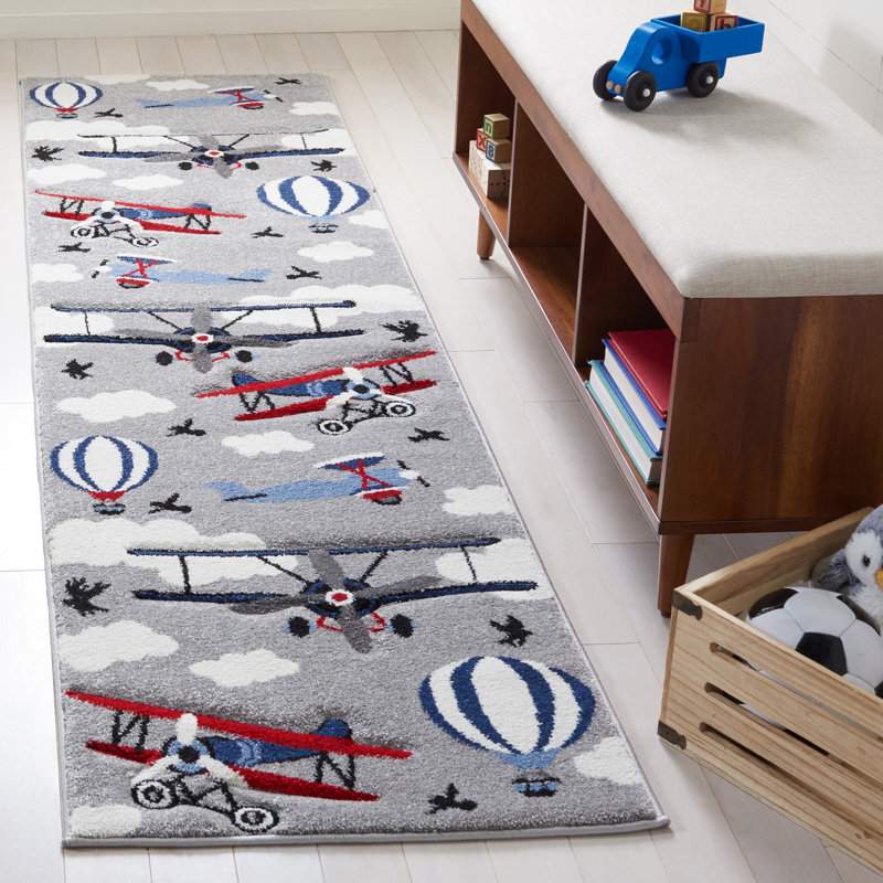Tapis gris clair / rouge Haveman, Tapis de couloir 2 pi x 8 pi