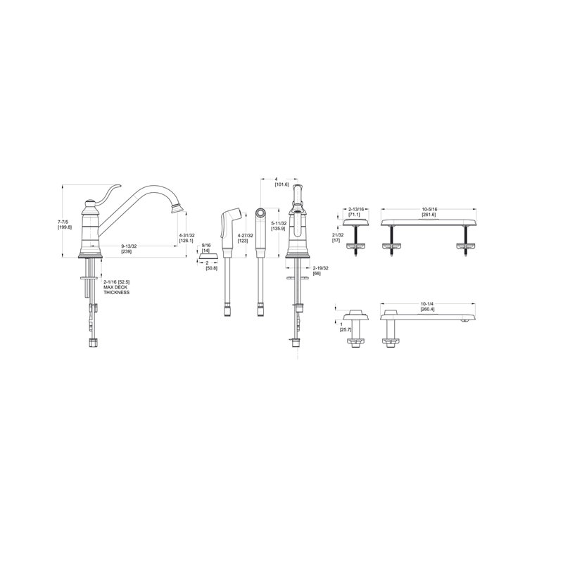 Portland Single Handle Kitchen Faucet with Side Spray, Polished Chrome
