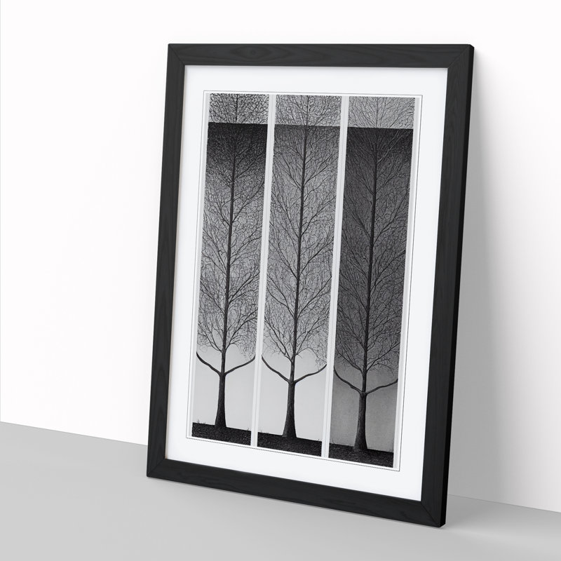 Pear Tree Gothic - Single Picture Frame Print, Black, 64cm H x 46cm W x 2cm D