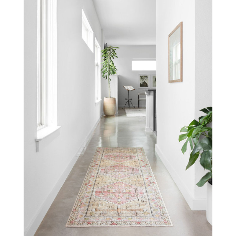 Tapis à motif tissé vieilli classique, Tapis de couloir 2 pi 7 po x 9 pi 10 po