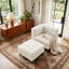 Chaise longue rembourrée en velours côtelé capitonné beige avec dossier rembourré et plateau de rangement amovible-470715055