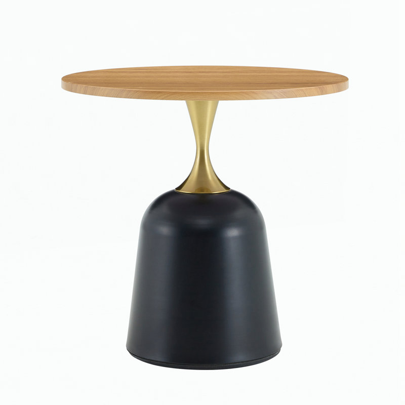 Table basse ronde de salon, Bois / noir
