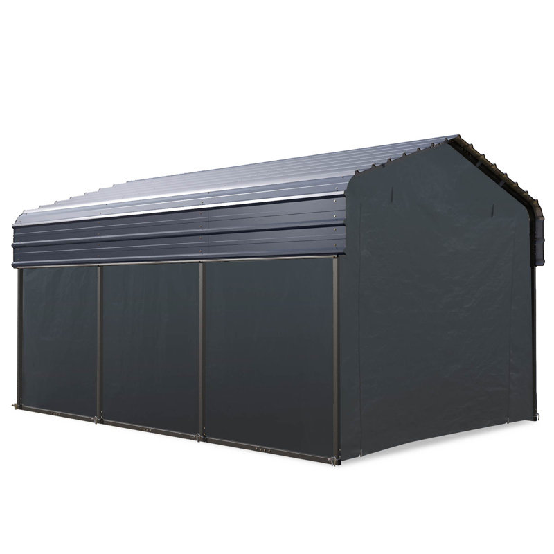 Abri d'auto robuste en acier galvanisé 10 x 15 pi avec paroi latérale - abri toutes saisons pour les voitures, les camions, les véhicules récréatifs, la neige et les rayons UV
