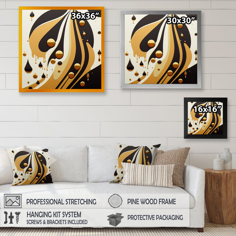 Ginnie Golden Circular Universe I - reproduction sur toile, L 30 po x H 30 po, Cadre photo noir