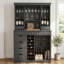 Grande armoire-bar avec 9 tiroirs et support en verre