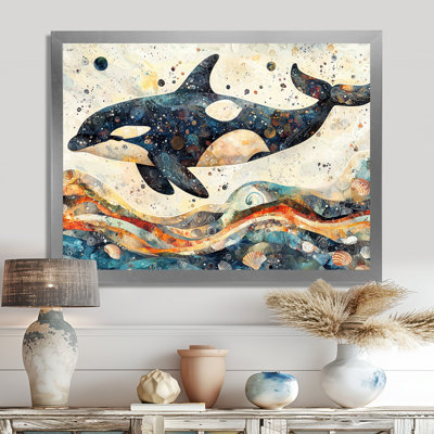 «Hardeman Canadian Whale On Coastal Collage II», art mural baleine