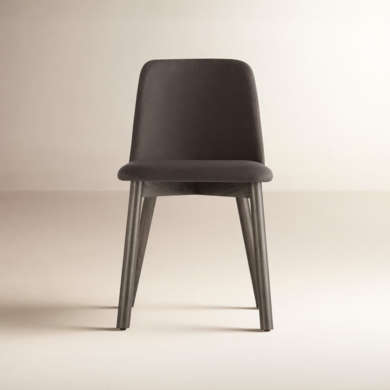 Chip Upholstered Dining Chair, Slate Genuine Leather, Smoke