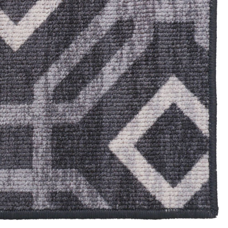 Tapis gris zone géométrique Carlene, Rectangle 7 pi 6 po x 9 pi 6 po