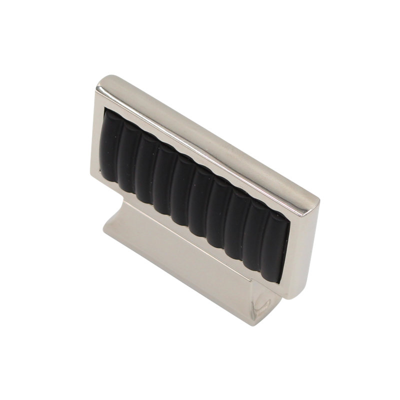 Furrowed 1 Center to Center Novelty Pull, Nickel/Black