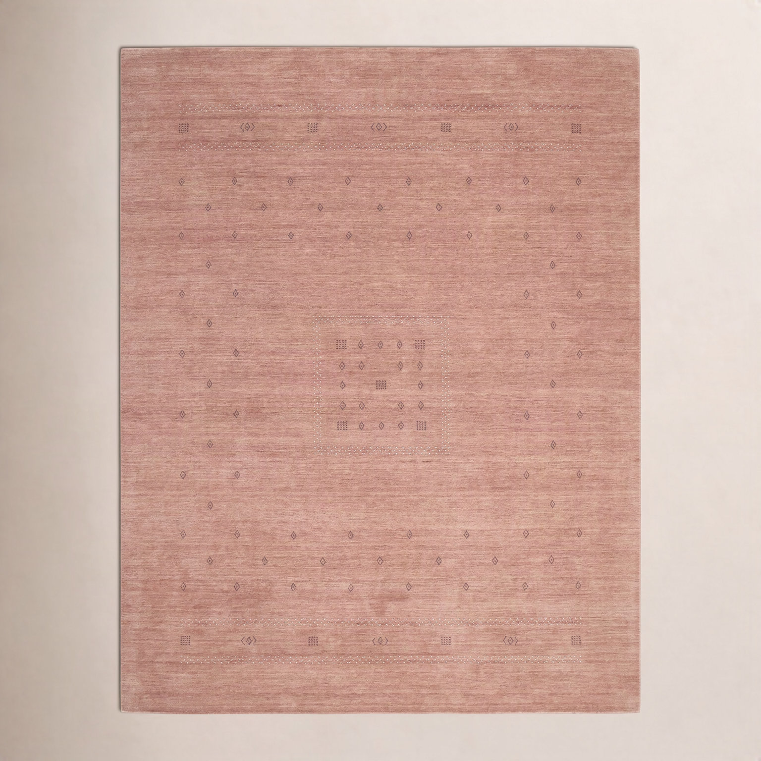 Simi Hand-Woven Geometric Cotton Wool Rug, Peach, Rectangle 3' x 5'
