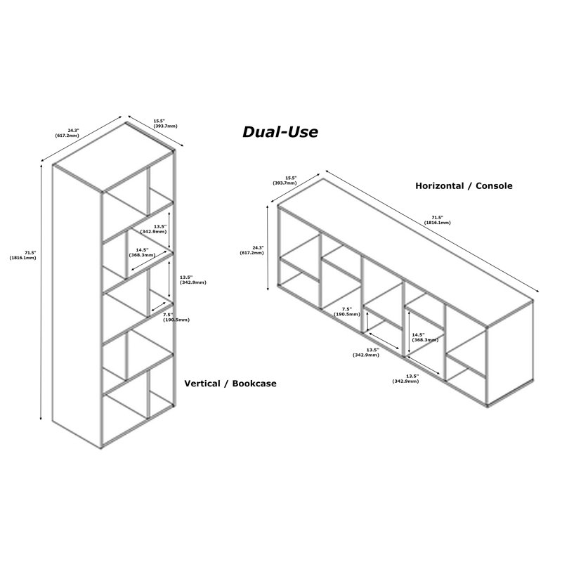 Anneheide Bookcase, (5 Shelves) 71.5” H x 24.3” W x 15.5” D