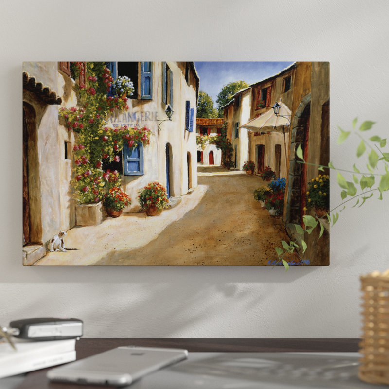 «Boulangerie De Peypin» par Gilles Archambault, reproduction d'art sur toile tendue, H 16 po x l 24 po x P 1 po, Blanc