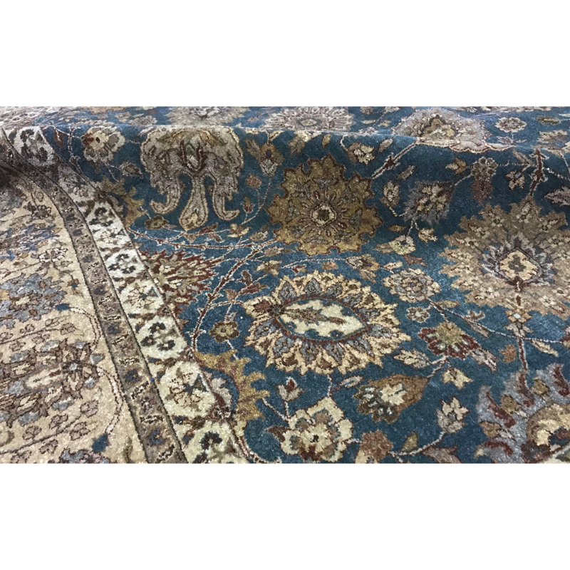 Wool Oriental Area Rug in Blue/Beige