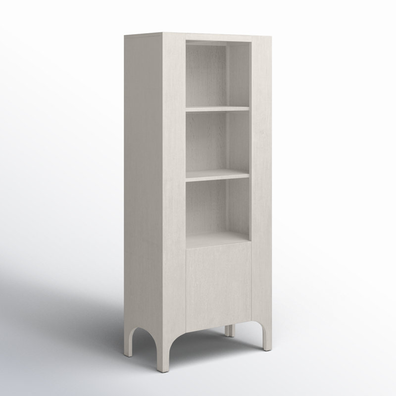 Maiya Light Gray Rubberwood Vertical Bookcase with Door