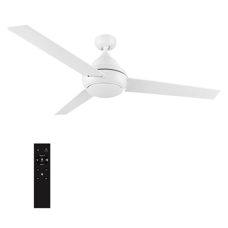 Ventilateur de plafond standard à DEL à 3 pales 52 po avec télécommande et ensemble d'éclairage inclus