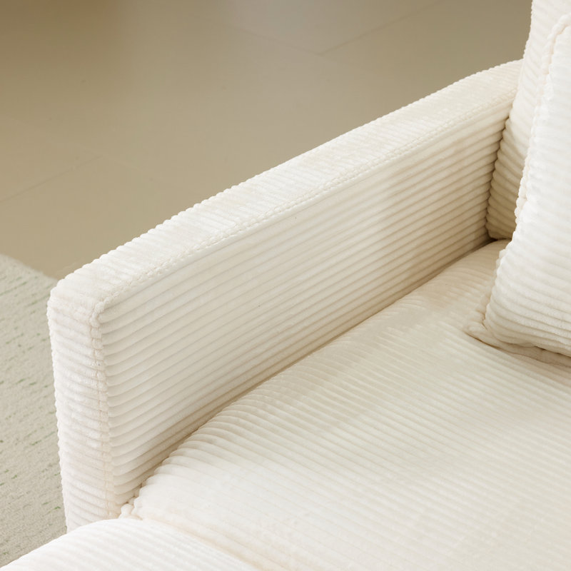 Nuage de 54 po avec coussins beiges de 22 po et 2 coussins modulaires simples pour la chambre à coucher - Conception contemporaine en mousse de chenille solide et respirante en velours côtelé