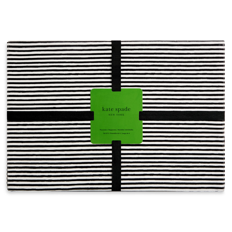 Kate Spade New York Hand Painted Shirting Stripe Placemat Set 13â€x19â€, Cream/Black