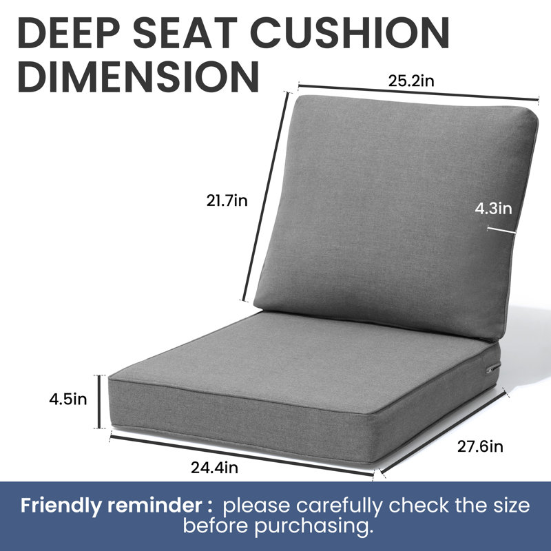 Outdoor Deep Seating Cushion Set, 2, Gray