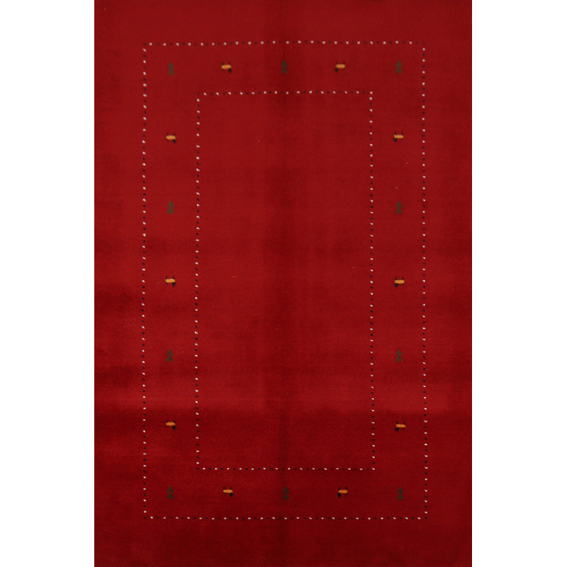 Tapis rouge en laine de style Gabbeh 5 x 8