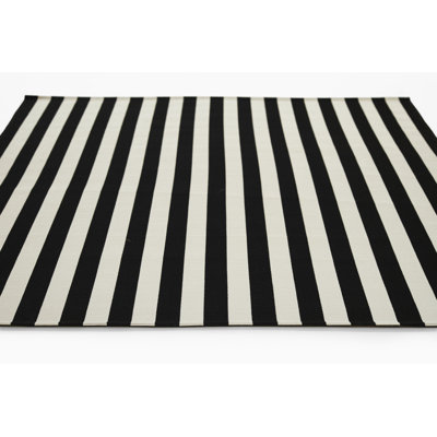 Tapis de couloir d'intérieur noir rayé 2 pi 8 po x 10 pi Novogratz par Momeni Icon
