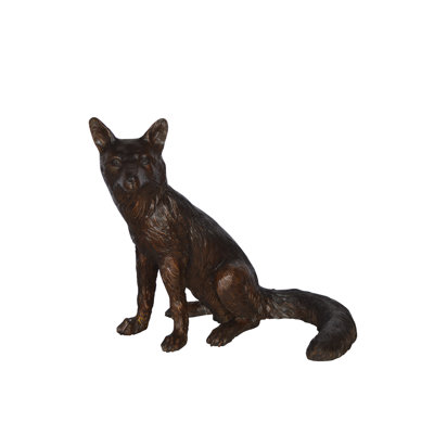Fox Sitting Bronze Statue, Massillon Wildlife Sculpture, Museum-Quality Decor Art, 23"L x17"W x 20"H