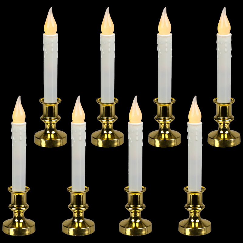 LED Flickering Window Candles With Timer - 8.5" - Set Of 8