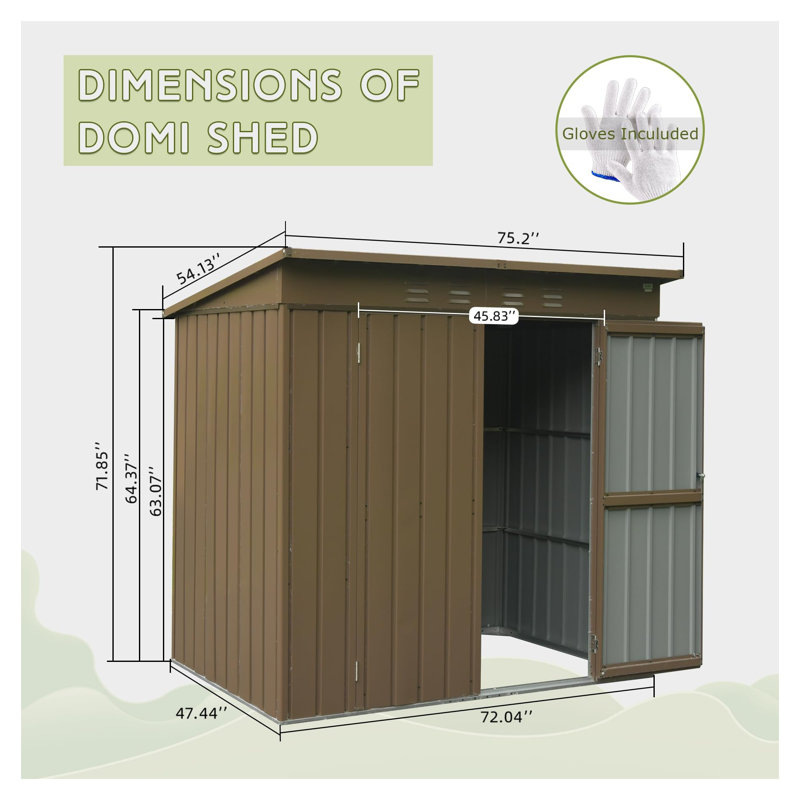 Remise de rangement extérieure en métal 6 x 4 pi - Boîte à outils de jardin en acier galvanisé imperméable avec portes doubles verrouillables et toit incliné pour la cour arrière